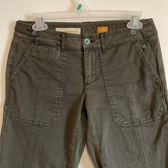 Pilcro and the Letterpress Hyphen Pants 27 Olive Green Skinny Utility Casual - Picture 2 of 16